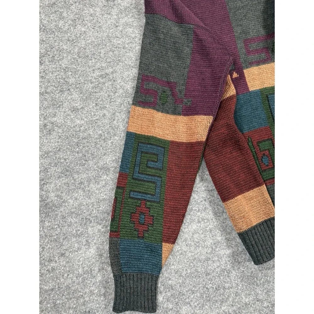 Vintage Wool 80s Crewneck Sweater Bill Cosby Grandpa Cabin Core Aztec Lodge Cozy